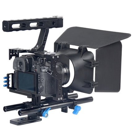 YELANGU YLG1105A Handle Video Camera Cage Stabilizer Kit with Matte Box & Follow Focus for Panasonic Lumix DMC-GH4 & G7 / Sony A7 & A7S & A7R & A7RII & A7SII-garmade.com