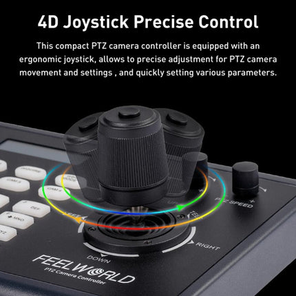 FEELWORLD KBC10 PTZ Camera Controller with Joystick and Keyboard Control ,Support PoE(UK Plug)-garmade.com