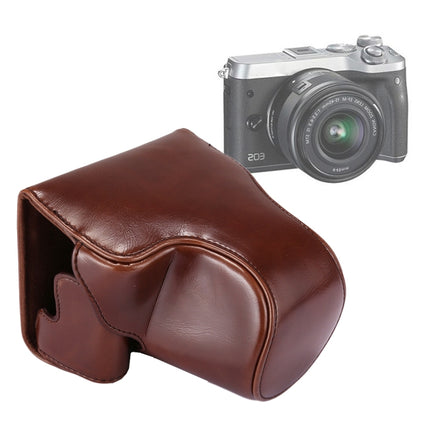Full Body Camera PU Leather Case Bag with Strap for Canon EOS M6 (Coffee)-garmade.com