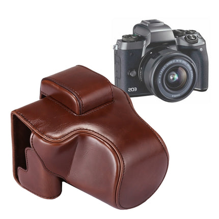Full Body Camera PU Leather Case Bag with Strap for Canon EOS M5 (Coffee)-garmade.com