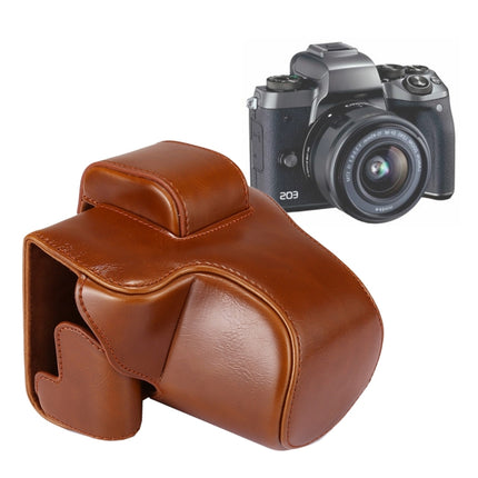 Full Body Camera PU Leather Case Bag with Strap for Canon EOS M5 (Brown)-garmade.com