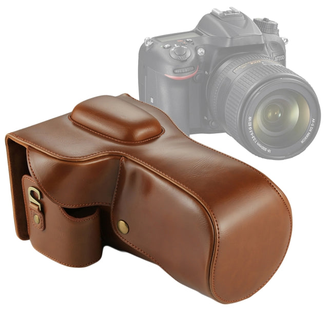 Full Body Camera PU Leather Case Bag for Nikon D7200 / D7100 / D7000 (18-200 / 18-140mm Lens) (Brown)-garmade.com