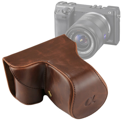 Full Body Camera PU Leather Case Bag with Strap for Sony NEX 7 / F3 (18-55mm Lens)(Coffee)-garmade.com