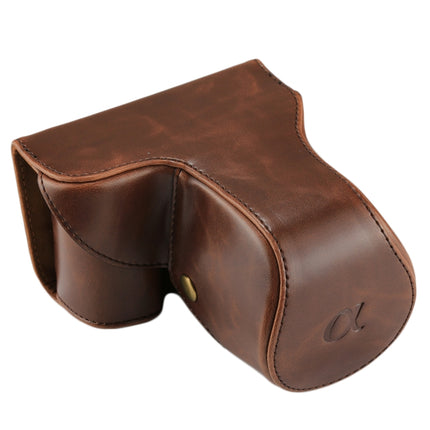 Full Body Camera PU Leather Case Bag with Strap for Sony NEX 7 / F3 (18-55mm Lens)(Coffee)-garmade.com