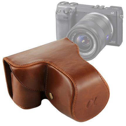 Full Body Camera PU Leather Case Bag with Strap for Sony NEX 7 / F3 (18-55mm Lens)(Brown)-garmade.com