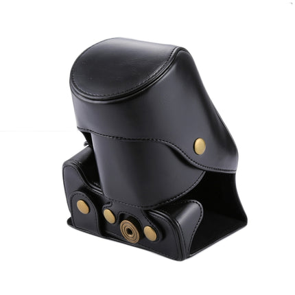 Full Body Camera PU Leather Case Bag for Canon EOS 200D (18-55mm Lens)(Black)-garmade.com