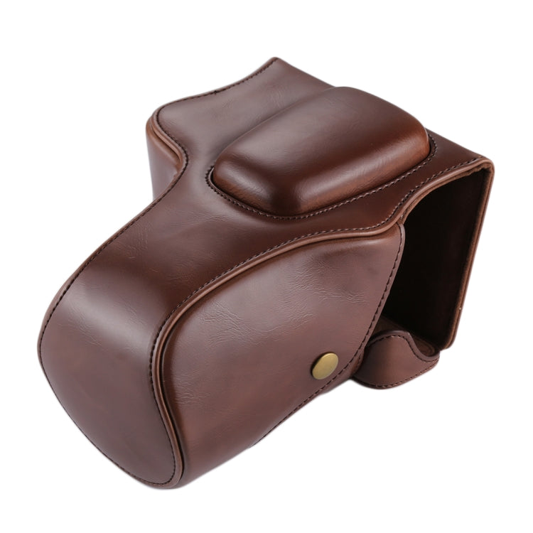 Full Body Camera PU Leather Case Bag for Canon EOS 200D (18-55mm Lens)(Coffee)-garmade.com