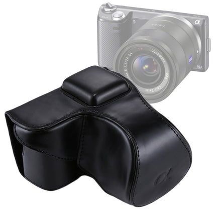 Full Body Camera PU Leather Case Bag with Strap for Sony NEX 5N / 5R / 5T (16-50mm / 18-55mm Lens)(Black)-garmade.com