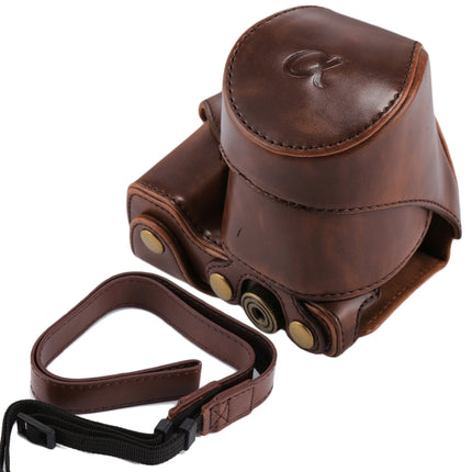 Full Body Camera PU Leather Case Bag with Strap for Sony NEX 5N / 5R / 5T (16-50mm / 18-55mm Lens)(Coffee)-garmade.com