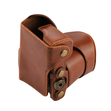 Full Body Camera PU Leather Case Bag with Strap for Sony NEX 5N / 5R / 5T (16-50mm / 18-55mm Lens)(Brown)-garmade.com
