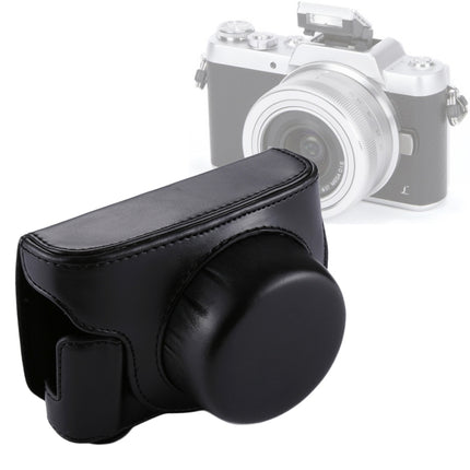 Full Body Camera PU Leather Camera Case Bag with Strap for Panasonic Lumix GF7 / GF8 / GF9 (12-32mm / 14-42mm Lens)(Black)-garmade.com