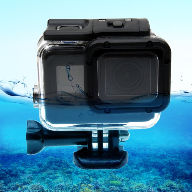 For GoPro NEW HERO /HERO6 /5 30m Waterproof Housing Protective Case + Hollow Back Cover with Buckle Basic Mount & Screw, No Need to Disassemble Lens(GP413)-garmade.com