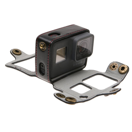 For GoPro HERO7 Black /6 /5 PU Leather Housing Case with Neck Strap & Buttons(Black)-garmade.com
