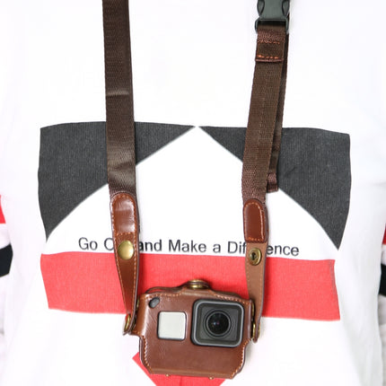 For GoPro HERO7 Black /6 /5 PU Leather Housing Case with Neck Strap & Buttons(Brown)-garmade.com