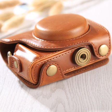 Full Body Camera PU Leather Case Bag with Strap for Canon G9X / G9X II (Brown)-garmade.com
