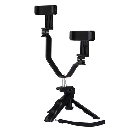 Smartphone Live Broadcast Bracket Grip Folding Tripod Holder Kits with 2x Phone Clips , For iPhone, Galaxy, Huawei, Xiaomi, HTC, Sony, Google and other Smartphones-garmade.com