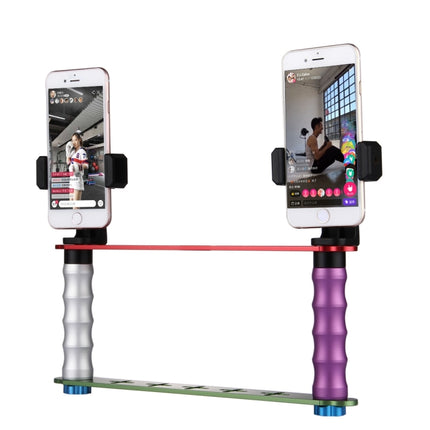 Smartphone Live Broadcast Bracket Dual Hand-held Selfie Mount Kits with 2x Phone Clips, For iPhone, Galaxy, Huawei, Xiaomi, HTC, Sony, Google and other Smartphones-garmade.com