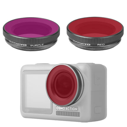2 in 1 Sunnylife OA-FI180 Lens Red + Purple Diving Filter for DJI OSMO ACTION-garmade.com