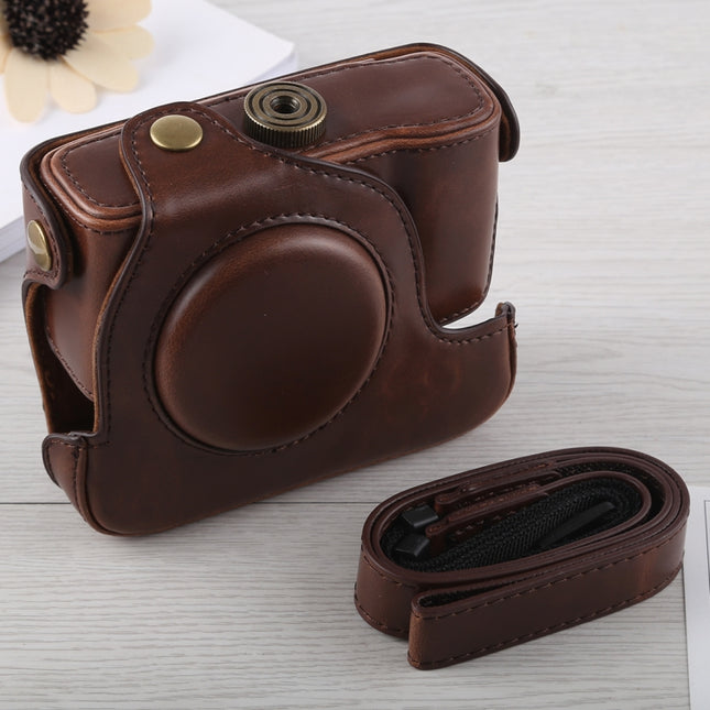 Full Body Camera PU Leather Case Bag with Strap for Canon G16 (Coffee)-garmade.com