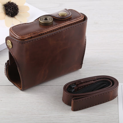 Full Body Camera PU Leather Case Bag with Strap for Canon G16 (Coffee)-garmade.com