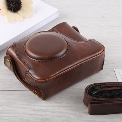 Full Body Camera PU Leather Case Bag with Strap for Canon G16 (Coffee)-garmade.com