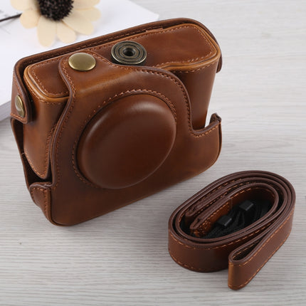 Full Body Camera PU Leather Case Bag with Strap for Canon G16 (Brown)-garmade.com