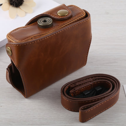 Full Body Camera PU Leather Case Bag with Strap for Canon G16 (Brown)-garmade.com