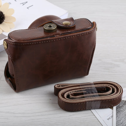 Full Body Camera PU Leather Case Bag with Strap for Fujifilm X100F (Coffee)-garmade.com