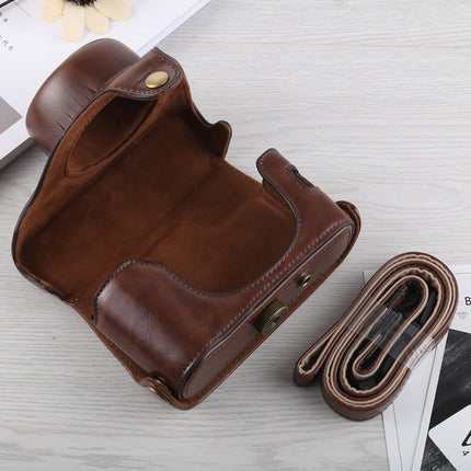 Full Body Camera PU Leather Case Bag with Strap for Fujifilm X100F (Coffee)-garmade.com