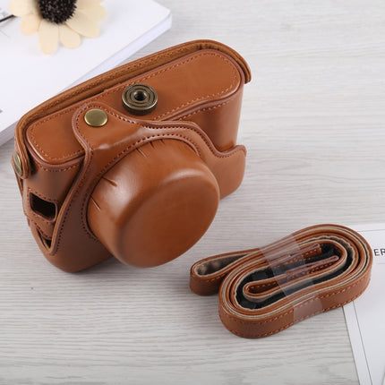 Full Body Camera PU Leather Case Bag with Strap for Fujifilm X100F (Brown)-garmade.com