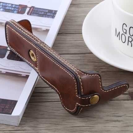 1/4 inch Thread PU Leather Camera Half Case Base for Canon EOS M5(Coffee)-garmade.com