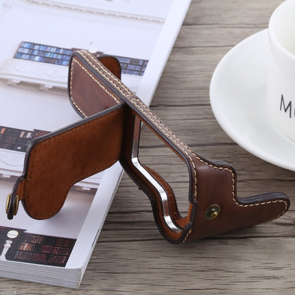 1/4 inch Thread PU Leather Camera Half Case Base for Canon EOS M5(Coffee)-garmade.com