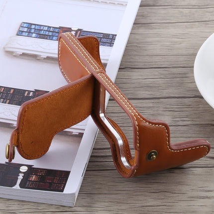 1/4 inch Thread PU Leather Camera Half Case Base for Canon EOS M5(Brown)-garmade.com