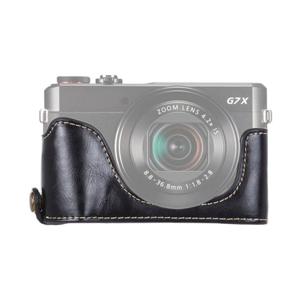 1/4 inch Thread PU Leather Camera Half Case Base for Canon G7 X Mark II (Black)-garmade.com