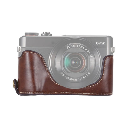 1/4 inch Thread PU Leather Camera Half Case Base for Canon G7 X Mark II (Coffee)-garmade.com