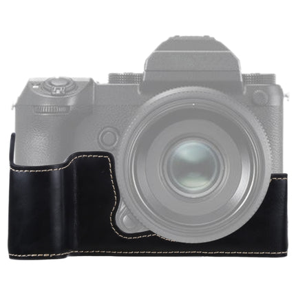 1/4 inch Thread PU Leather Camera Half Case Base for FUJIFILM GFX 50S (Black)-garmade.com