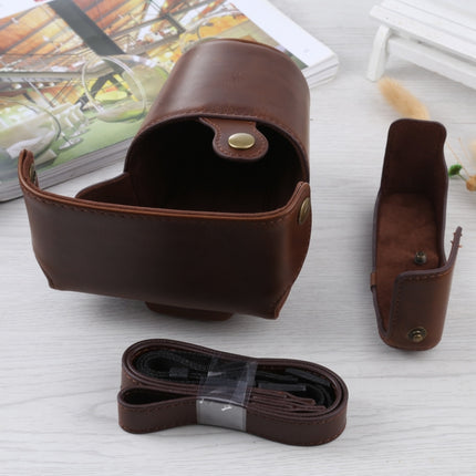 Full Body Camera PU Leather Case Bag with Strap for Olympus E-PL3 / E-PM1 (Coffee)-garmade.com