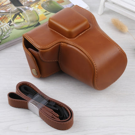 Full Body Camera PU Leather Case Bag with Strap for Olympus E-PL3 / E-PM1 (Brown)-garmade.com