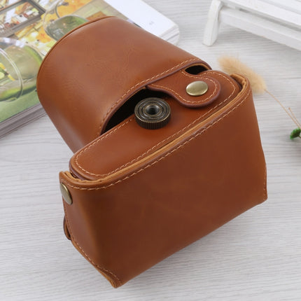 Full Body Camera PU Leather Case Bag with Strap for Olympus E-PL3 / E-PM1 (Brown)-garmade.com