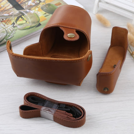 Full Body Camera PU Leather Case Bag with Strap for Olympus E-PL3 / E-PM1 (Brown)-garmade.com