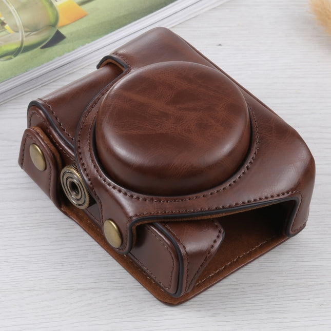 Full Body Camera PU Leather Case Bag for Sony ZV-1(Coffee)-garmade.com