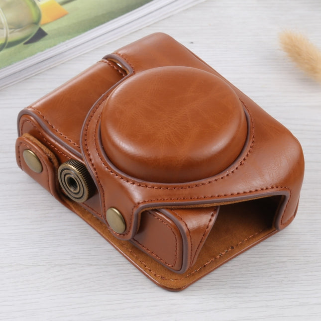 Full Body Camera PU Leather Case Bag for Sony ZV-1(Brown)-garmade.com