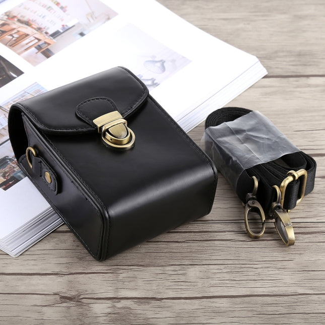 Full Body Camera Buckle Lock PU Leather Case Bag with Hand Strap & Neck Strap for Canon G7X II / G9X Mark II, Sony RX100 / M2(Black)-garmade.com