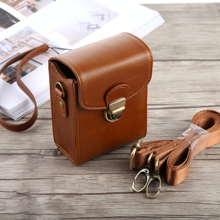 Full Body Camera Buckle Lock PU Leather Case Bag with Hand Strap & Neck Strap for Canon G7X II / G9X Mark II, Sony RX100 / M2(Brown)-garmade.com