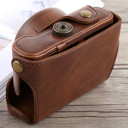 Full Body Camera PU Leather Case Bag with Strap for Panasonic LUMIX LX100(Coffee)-garmade.com