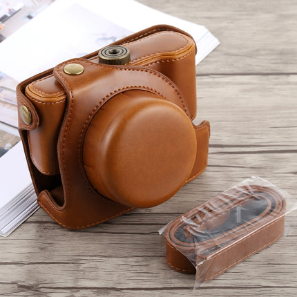 Full Body Camera PU Leather Case Bag with Strap for Panasonic LUMIX LX100(Brown)-garmade.com