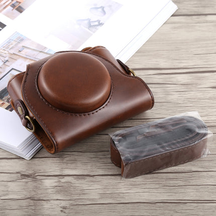 Full Body Camera PU Leather Case Bag with Strap for Sony DSC-HX90(Coffee)-garmade.com