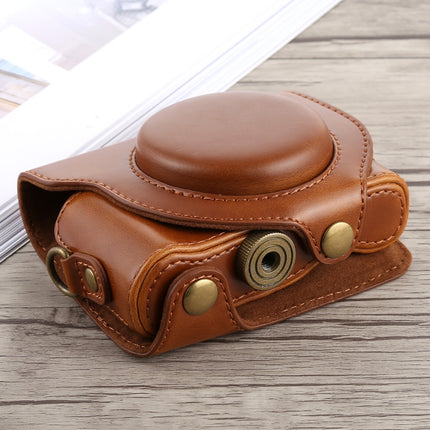 Full Body Camera PU Leather Case Bag with Strap for Sony DSC-HX90(Brown)-garmade.com