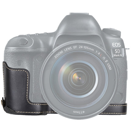 1/4 inch Thread PU Leather Camera Half Case Base for Canon EOS 5D Mark IV / 5D Mark III(Black)-garmade.com