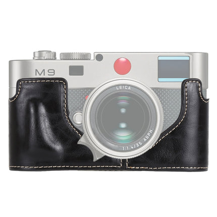 1/4 inch Thread PU Leather Camera Half Case Base for Leica M9 (Black)-garmade.com